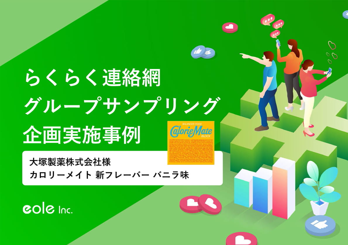 資料イメージ：699万人に新商品をプロモーション！大塚製薬株式会社様 カロリーメイト グループサンプリング実施事例